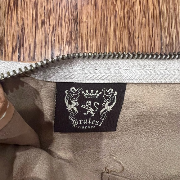 PRATESI Firenze Women’s Hand Bag Clutch Wristlet Leather Suede Brown - Picture 8 of 9